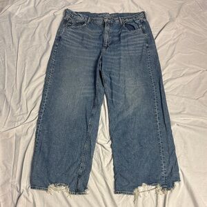 American Eagle Outfitters Distressed Blue Wide Leg Jeans